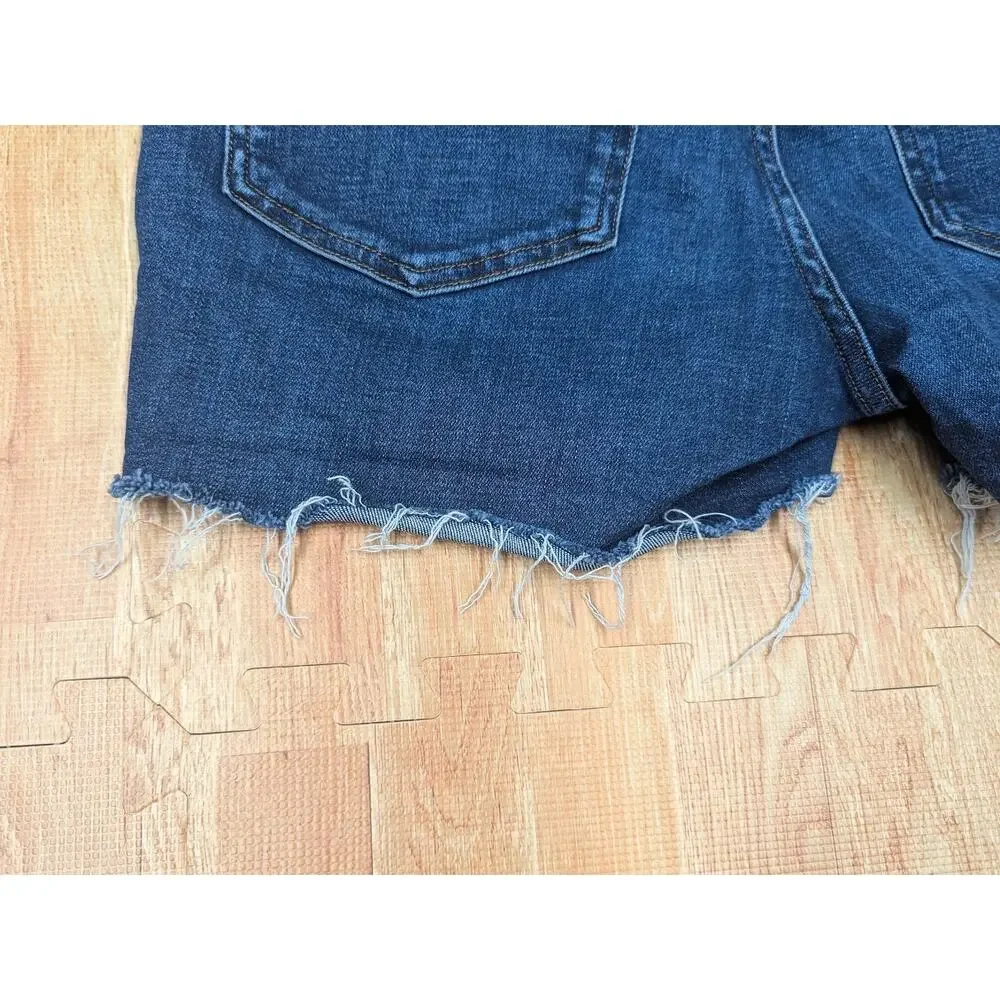 Madewell Mid-Rise Cut Off Distressed Blue Denim Jean Shorts Sz 31 Womens